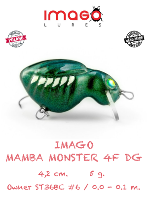 Воблер IMAGO LURES MAMBA MONSTER 4F (плавающий), 5гр. цвет - DG