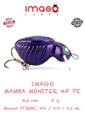 Воблер IMAGO LURES MAMBA MONSTER 4F (плавающий), 5гр. цвет - PE