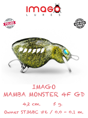 Воблер IMAGO LURES MAMBA MONSTER 4F (плавающий), 5гр. цвет - GD
