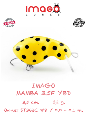 Воблер IMAGO LURES MAMBA 3.5F (плавающий), 3.2гр. цвет - YBD