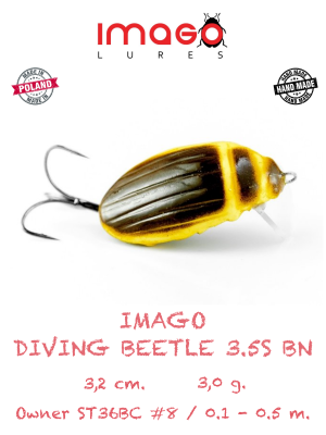 Воблер IMAGO LURES DIVING BEETLE 3.5S (тонущий), 3гр. цвет - BN